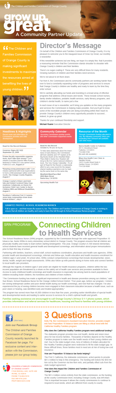 Children and Families Commision of Orange County E-newsletter