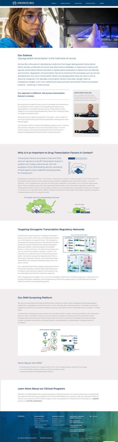 Kronos Bio science page